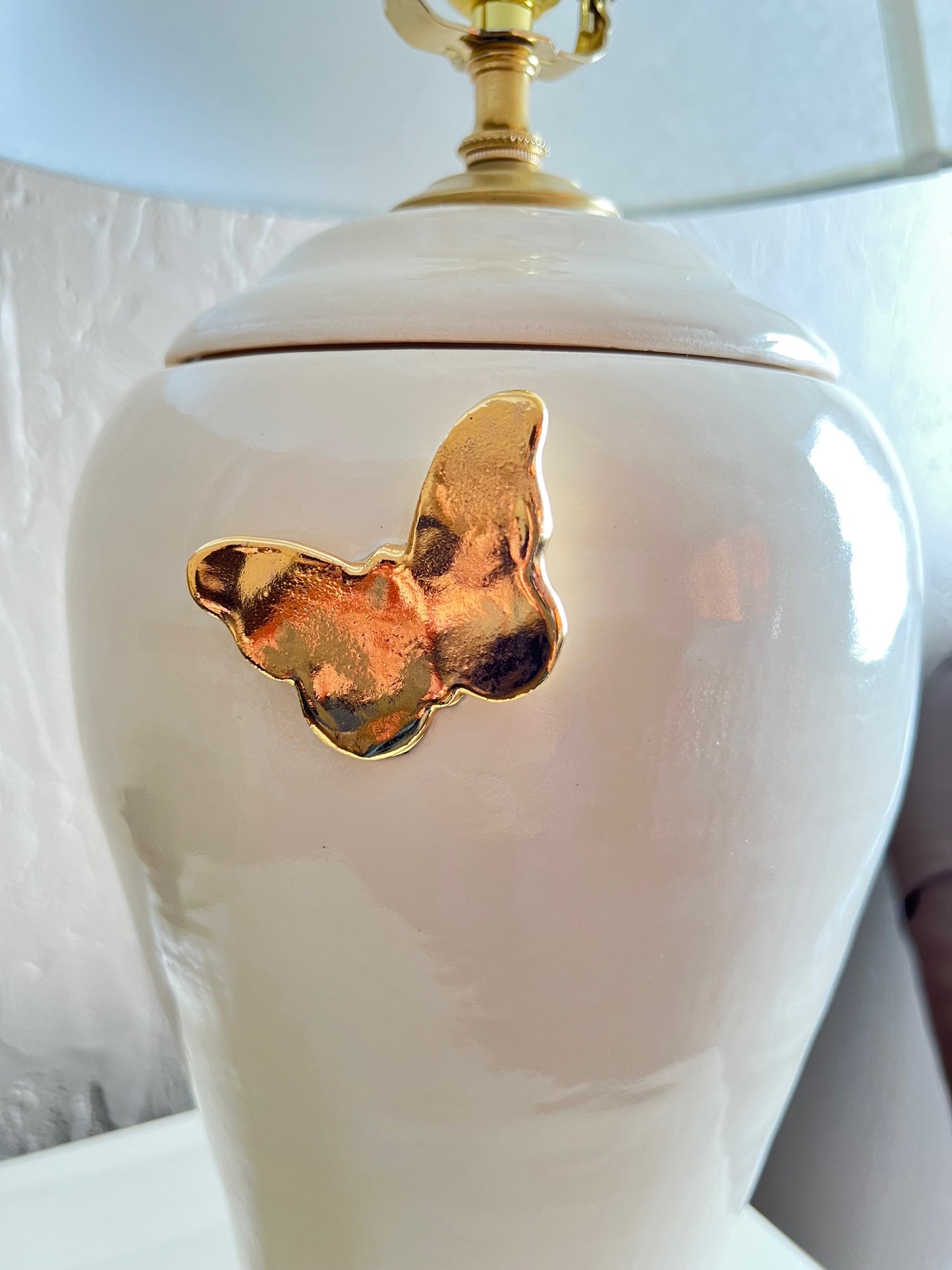 Golden Butterfly Lamp Urn - IN STOCK Cremation Urn with Gold Butterfly
