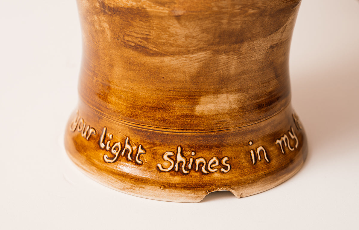 Lamp Urn - multi color Cremation Urn Lamp with beige, soft blue and brown