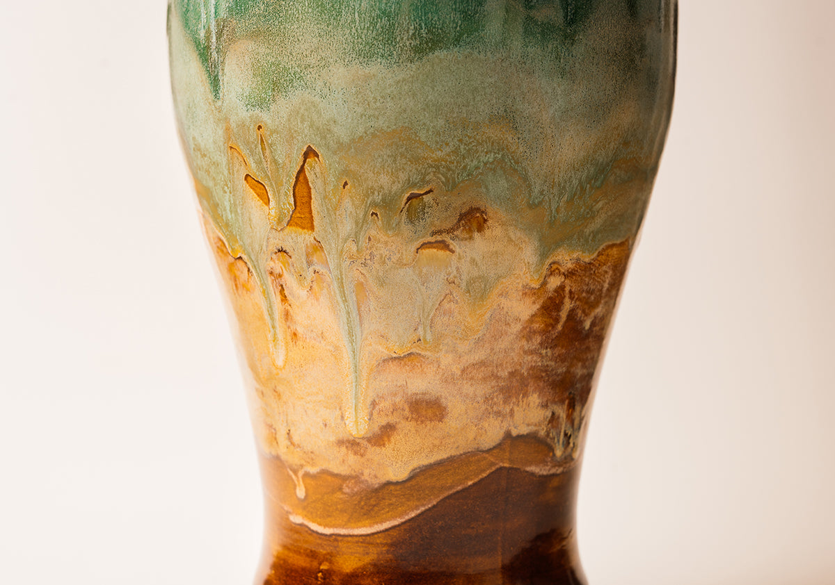 Serenity Lamp Urn - multi color Cremation Urn with turquoise green and beige