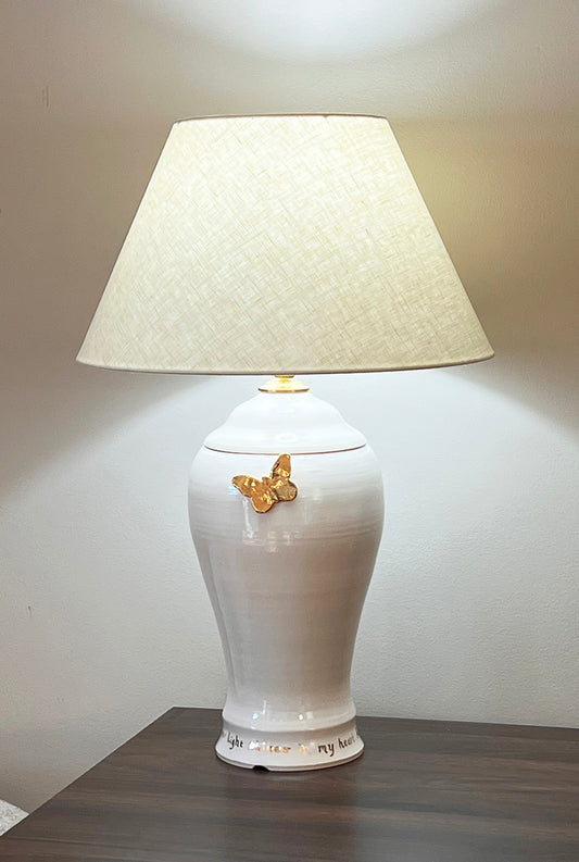 Golden Butterfly Lamp Urn - Cremation Urn with Gold Butterfly